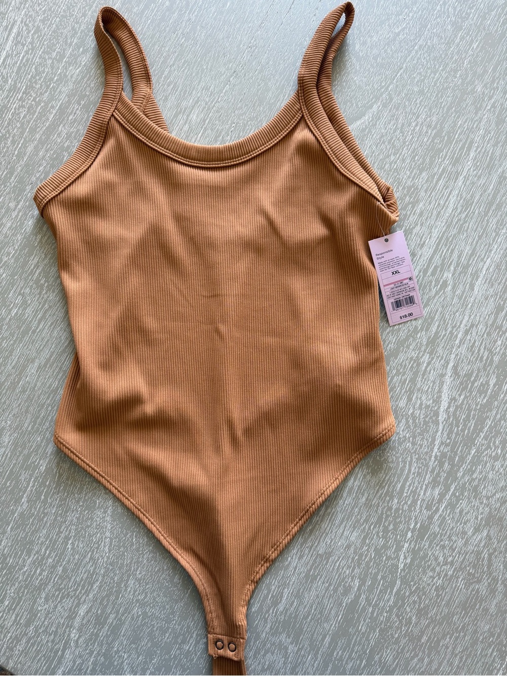 wild fable Ribbed One-Piece Bodysuit in Camel